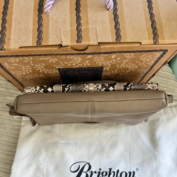 Brighton Pretty Tough Jagger Taupe Python Crossbody Organizer - Picture 6 of 8